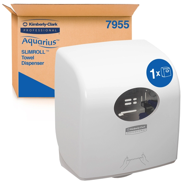 Een Handdoekroldispenser Aquarius Slimroll wit 7955 koop je bij VHK Kantoorartikelen