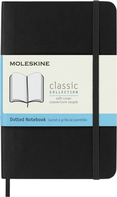 Een Notitieboek Moleskine pocket 90x140mm dots soft cover zwart koop je bij VHK Kantoorartikelen