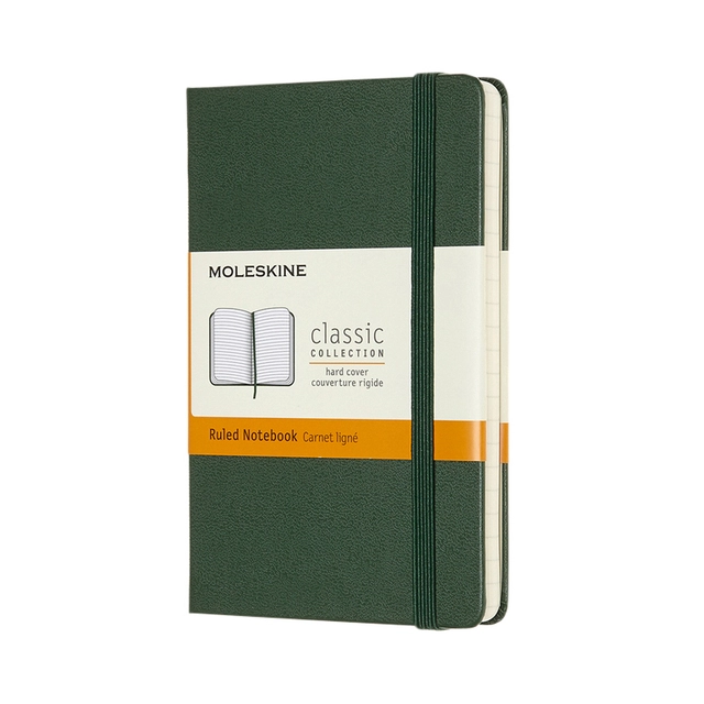 Een Notitieboek Moleskine pocket 90x140mm lijn hard cover myrtle green koop je bij VHK Kantoorartikelen