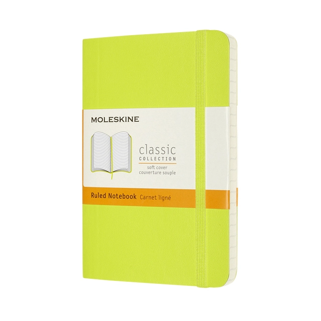 Een Notitieboek Moleskine pocket 90x140mm lijn soft cover lemon green koop je bij VHK Kantoorartikelen