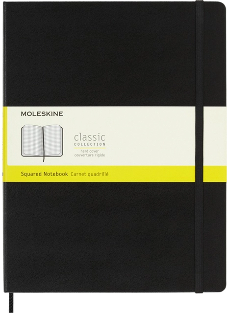 Een Notitieboek Moleskine XL 190x250mm ruit 5x5 hard cover zwart koop je bij VHK Kantoorartikelen