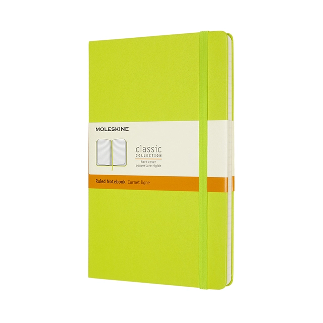 Een Notitieboek Moleskine large 130x210mm lijn hard cover lemon green koop je bij VHK Kantoorartikelen