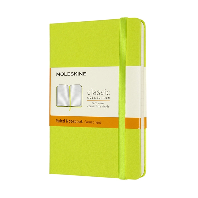 Een Notitieboek Moleskine pocket 90x140mm lijn hard cover lemon green koop je bij VHK Kantoorartikelen