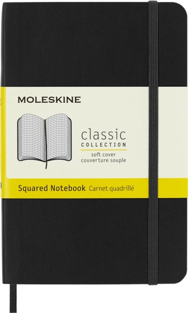 Een Notitieboek Moleskine pocket 90x140mm ruit 5x5mm soft cover zwart koop je bij VHK Kantoorartikelen