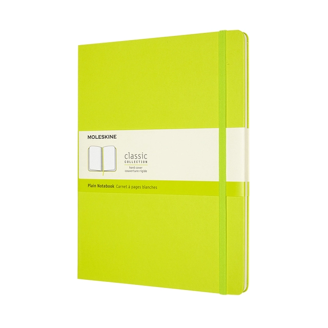 Een Notitieboek Moleskine XL 190x250mm blanco hard cover lemon green koop je bij VHK Kantoorartikelen