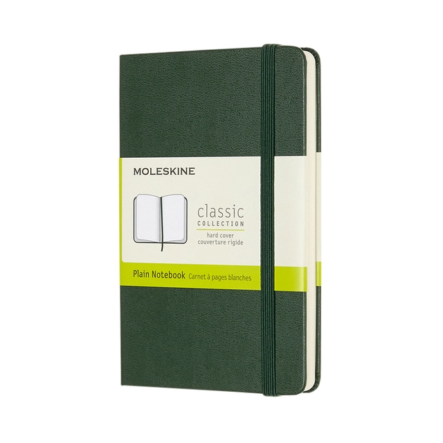 Een Notitieboek Moleskine pocket 90x140mm blanco hard cover myrtle green koop je bij VHK Kantoorartikelen