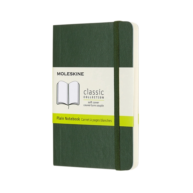 Een Notitieboek Moleskine pocket 90x140mm blanco soft cover myrtle green koop je bij VHK Kantoorartikelen