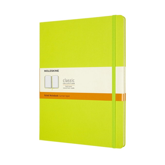 Een Notitieboek Moleskine XL 190x250mm lijn hard cover lemon green koop je bij Hoekmankantoorartikelen.nl