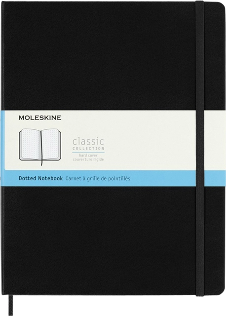 Een Notitieboek Moleskine XL 190x250mm dots hard cover zwart koop je bij Hoekmankantoorartikelen.nl