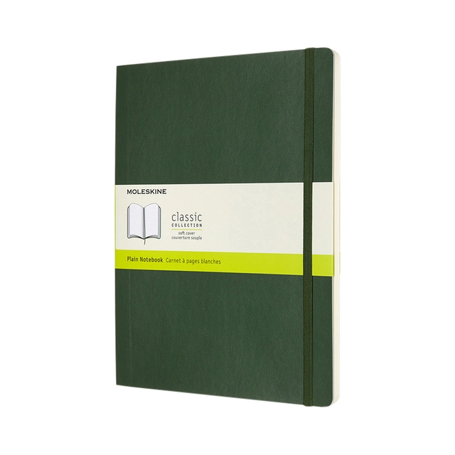 Een Notitieboek Moleskine XL 190x250mm blanco soft cover myrtle green koop je bij VHK Kantoorartikelen