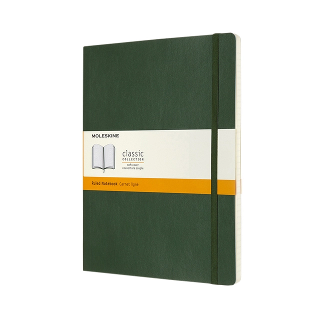 Een Notitieboek Moleskine XL 190x250mm lijn soft cover myrtle green koop je bij Hoekmankantoorartikelen.nl