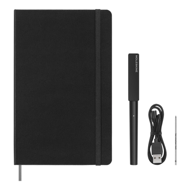 Een Smart Writing Set Pen Moleskine + Smart notitieboek large 130x210mm lijn zwart koop je bij VHK Kantoorartikelen