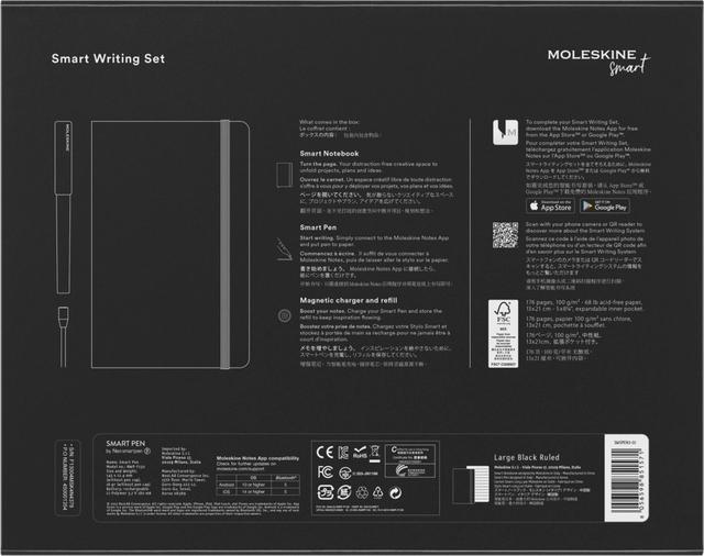 Een Smart Writing Set Pen Moleskine + Smart notitieboek large 130x210mm lijn zwart koop je bij VHK Kantoorartikelen