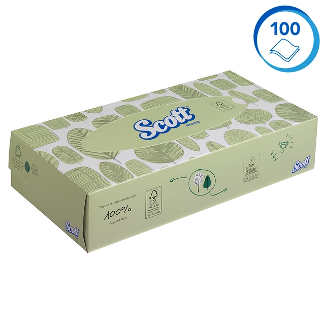 Een Facial tissues Scott 2-laags standaard 21x100stuks wit 8837 koop je bij VHK Kantoorartikelen