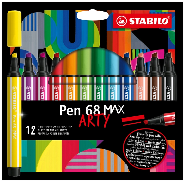 Een Viltstift STABILO Pen 68 /12 Max Arty assorti etui à 12 stuks koop je bij VHK Kantoorartikelen