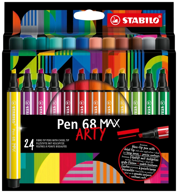 Een Viltstift STABILO Pen 68 Max Arty assorti etui à 24 stuks koop je bij VHK Kantoorartikelen