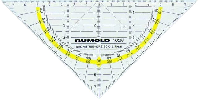 Een Geodriehoek Rumold 1026 160mm transparant koop je bij VHK Kantoorartikelen