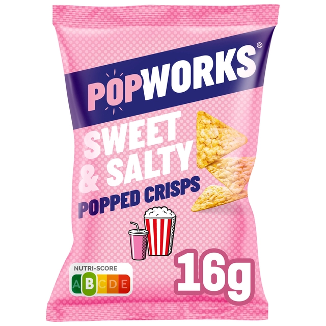 Een Chips Popworks Sweet Salty 16gr koop je bij VHK Kantoorartikelen