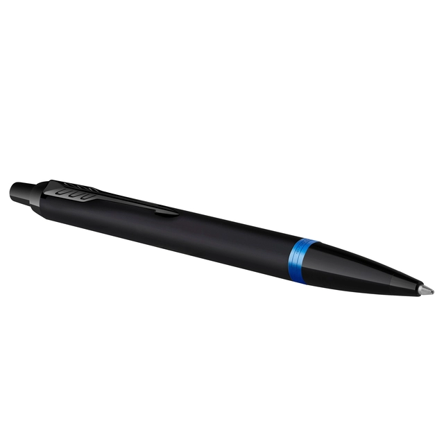 Een Balpen Parker IM black blue vibrant ring medium blister à 1 stuk koop je bij VHK Kantoorartikelen