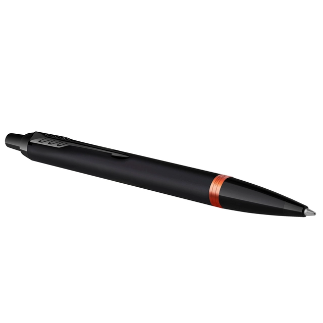 Een Balpen Parker IM black orange vibrant ring medium blister à 1 stuk koop je bij VHK Kantoorartikelen