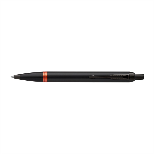 Een Balpen Parker IM black orange vibrant ring medium blister à 1 stuk koop je bij VHK Kantoorartikelen