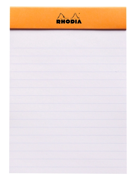 Een Schrijfblok Rhodia A6 lijn 80 vel 80gr oranje koop je bij VHK Kantoorartikelen