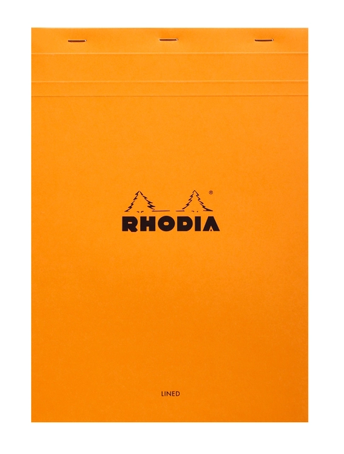 Een Schrijfblok Rhodia A4 lijn 80 vel 80gr oranje koop je bij VHK Kantoorartikelen