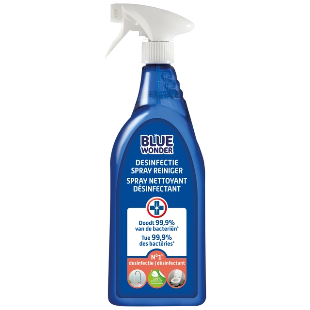 Een Desinfectiereinigerspray Blue Wonder 750ml koop je bij VHK Kantoorartikelen