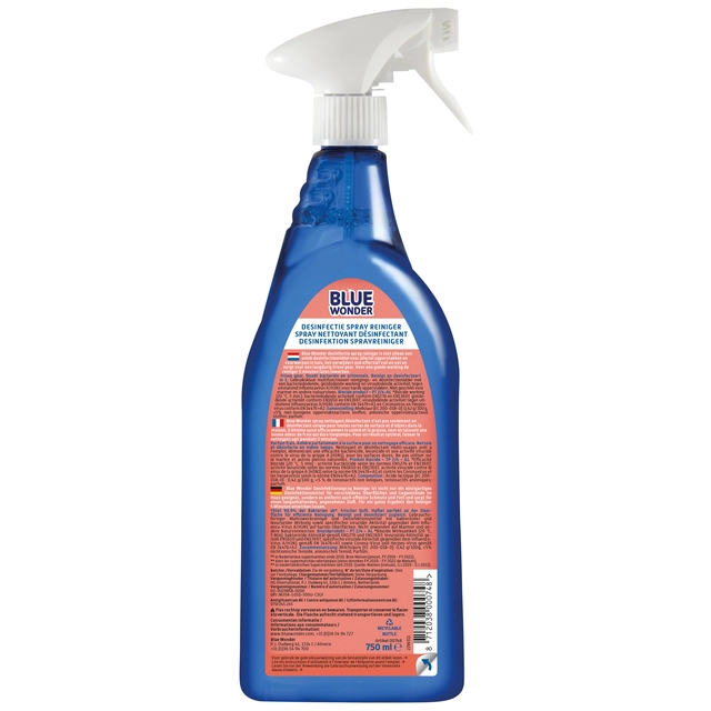 Een Desinfectiereinigerspray Blue Wonder 750ml koop je bij VHK Kantoorartikelen