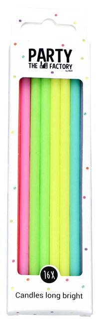 Een Kaarsjes Haza long bright 15cm 16 stuks assorti koop je bij VHK Kantoorartikelen