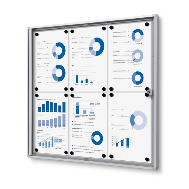 Een Vitrinebord Quantore voor binnen 6x A4 zilver koop je bij VHK Kantoorartikelen