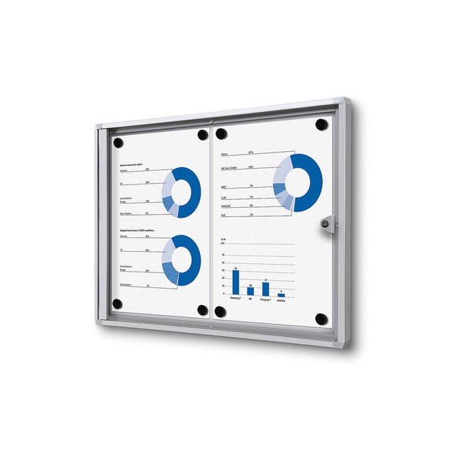 Een Vitrinebord Quantore voor binnen 2x A4 zilver koop je bij VHK Kantoorartikelen