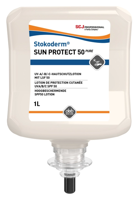 Een Zonnebrandlotion SCJ Stokoderm Sun Protect SPF 50 1liter koop je bij VHK Kantoorartikelen