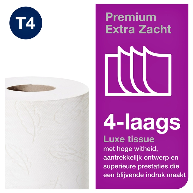 Een Toiletpapier Tork T4 premium extra zacht 4-laags 150 vel wit 110406 koop je bij VHK Kantoorartikelen