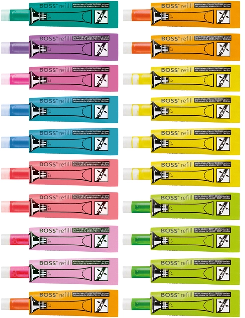 Een Markeerstiftinkt STABILO 070 assorti set à 20 stuks koop je bij VHK Kantoorartikelen