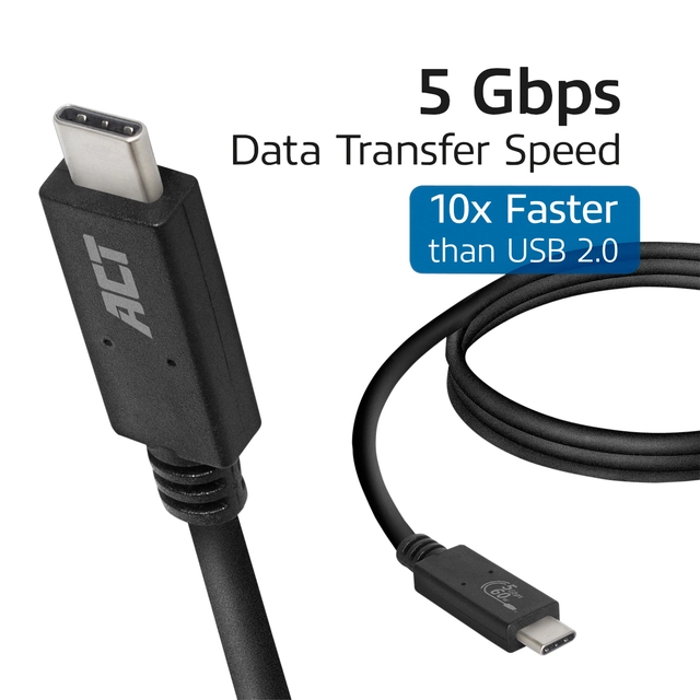 Een Kabel ACT USB 3.2 USB-C USB-IF gecertificeerd 2 meter koop je bij VHK Kantoorartikelen