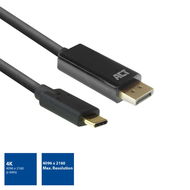 Een Kabel ACT USB-C naar Displayport 60Hz 2 meter koop je bij VHK Kantoorartikelen