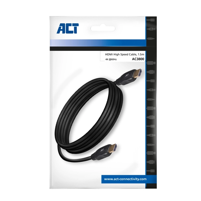 Een Kabel ACT HDMI High Speed type 1.4 1.5 meter koop je bij VHK Kantoorartikelen