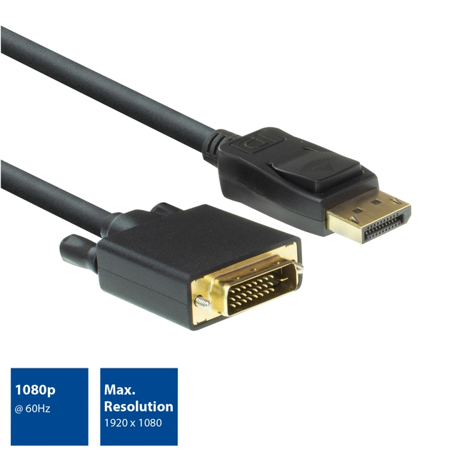 Een Kabel ACT DisplayPort naar DVI 1.8 meter zwart koop je bij VHK Kantoorartikelen