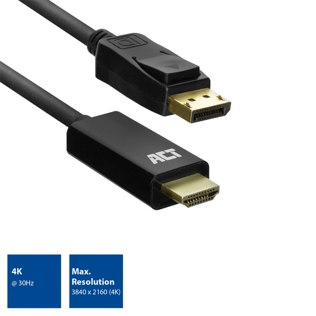 Een Kabel ACT DisplayPort naar HDMI 1,8 meter koop je bij VHK Kantoorartikelen