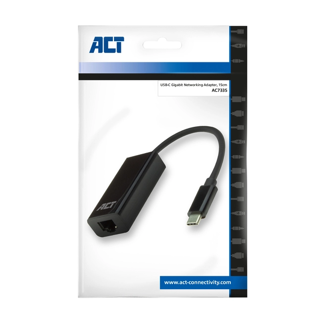 Een Adapter ACT USB-C naar Gigabit Ethernet koop je bij VHK Kantoorartikelen