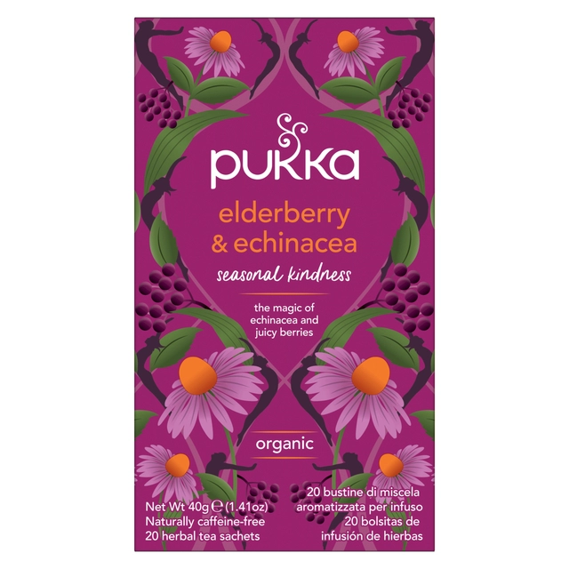 Een Thee Pukka elderberry en echinacea 20 zakjes koop je bij VHK Kantoorartikelen