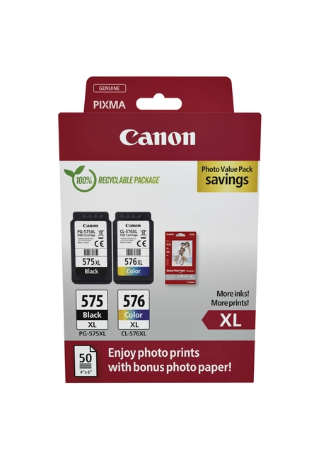 Een Inktcartridge Canon PG-575XL + CL-576XL zwart+kleur koop je bij VHK Kantoorartikelen