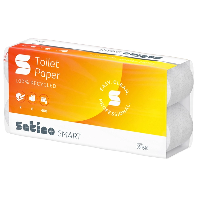 Een Toiletpapier Satino Smart MT1 2-laags 400vel wit 060640 koop je bij VHK Kantoorartikelen