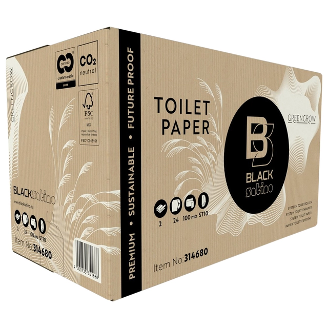 Een Toiletpapier BlackSatino GreenGrow ST10 systeemrol 2-laags 712vel naturel 314680 koop je bij VHK Kantoorartikelen