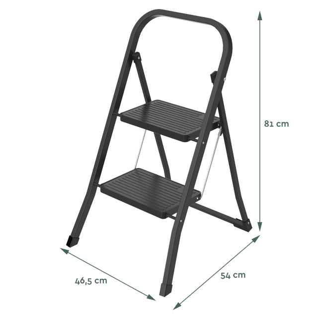 Een Huishoudtrap BRASQ 2 treden SL200 zwart koop je bij VHK Kantoorartikelen