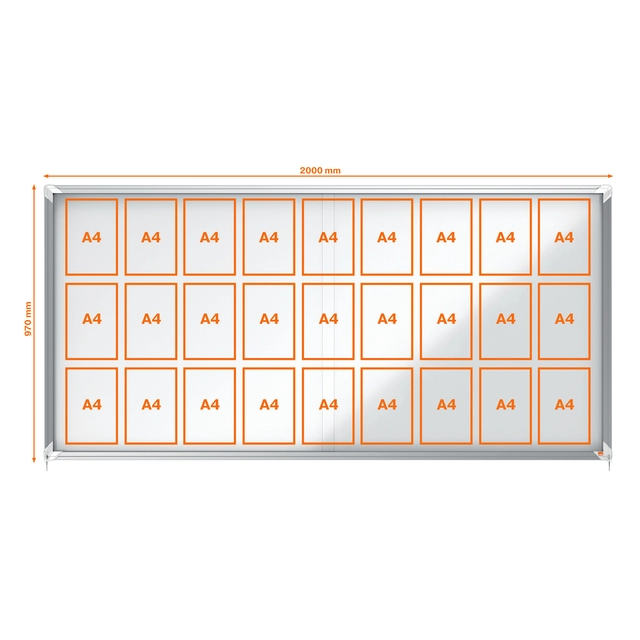 Een Binnenvitrine Nobo Premium Plus 27x A4 schuifdeur magnetisch koop je bij VHK Kantoorartikelen