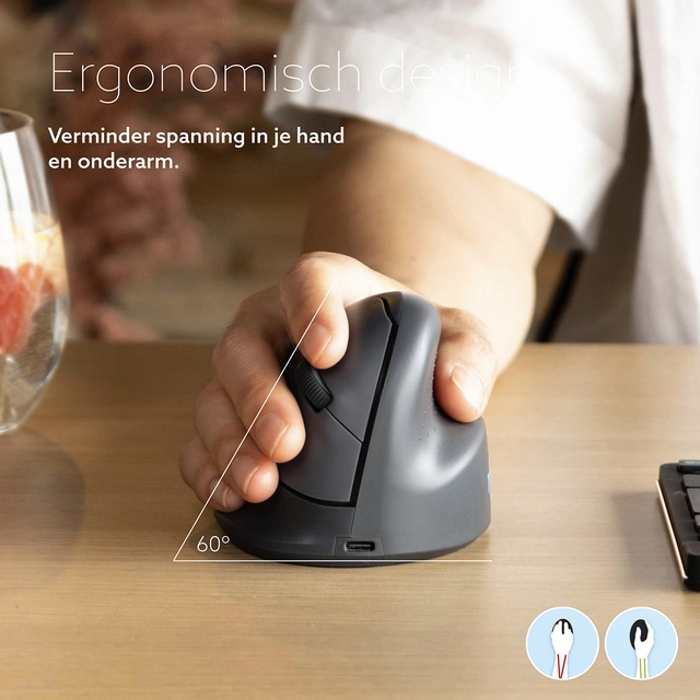 Een Muis R-Go Ergonomisch HE Basic Wireless Rechts M koop je bij Hoekmankantoorartikelen.nl