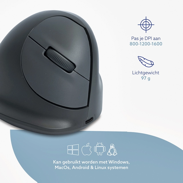 Een Muis R-Go Ergonomisch HE Basic Wireless Rechts M koop je bij Hoekmankantoorartikelen.nl