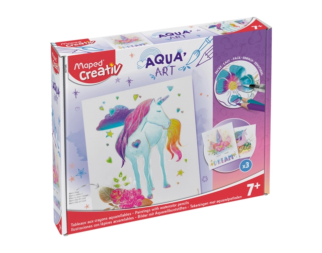 Een Hobbyset Maped Creativ Aqua'Art eenhoorn 14-delig assorti koop je bij Hoekmankantoorartikelen.nl